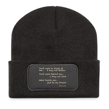 Albert Camus: Dont walk in front of me... I may - Recycelte Patch Beanie - Dunkelgrau - Vorne
