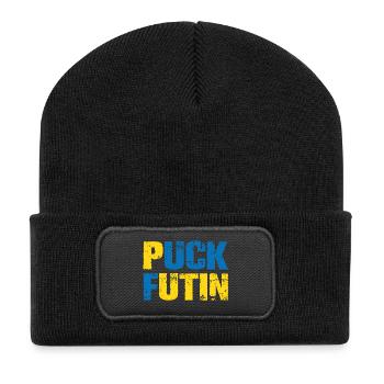 puck futin - Recycelte Patch Beanie - Schwarz - Vorne