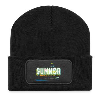 Sommer - Recycelte Patch Beanie - Schwarz - Vorne