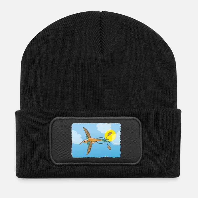 Der Kolibri - Recycelte Patch Beanie - Schwarz