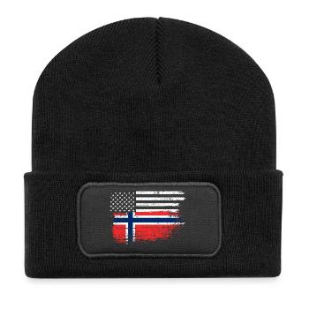 Grunge États-Unis Norvège Drapeau Mash - Beanie recyclé à patch - noir - Devant