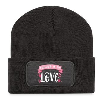 Klettern Bergsteigen Berge Liebe Geschenk - Recycelte Patch Beanie - Dunkelgrau - Vorne