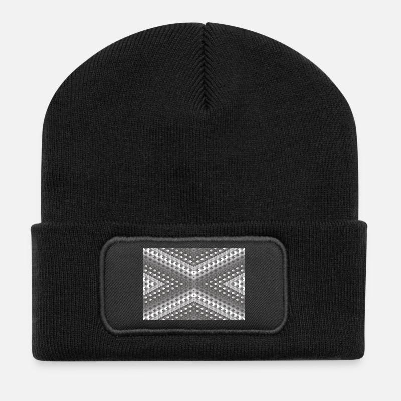 Grauer Farbverlauf gedreht - Recycelte Patch Beanie - Schwarz