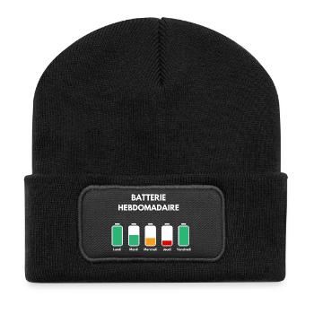 Batterie hebdomadaire. - Beanie recyclé à patch - noir - Devant