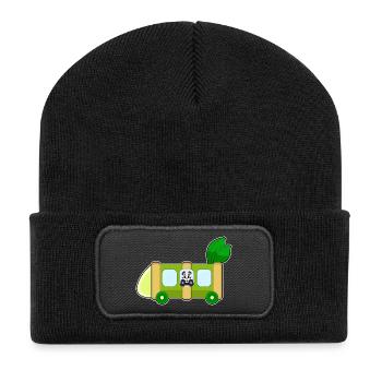 Panda Schulbus - Recycelte Patch Beanie - Schwarz - Vorne