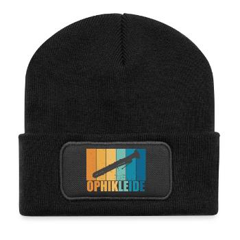 Ophikleide Vintage Musiker Instrument Geschenk - Recycelte Patch Beanie - Schwarz - Vorne
