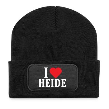 T-Shirt I love Heide T-Shirt Geschenkidee - Recycelte Patch Beanie - Schwarz - Vorne