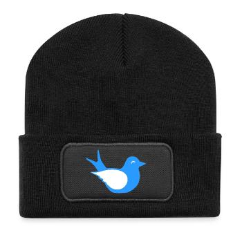 süße vögel babys, Sitzende mehlschwalbe - Recycelte Patch Beanie - Schwarz - Vorne