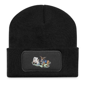 Donkey carriage roadside assistance - Recycled Patch Beanie - black - Front