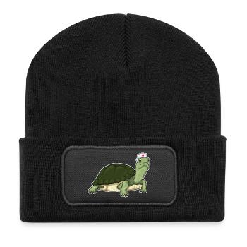 Schildkröte Krankenschwester - Recycelte Patch Beanie - Schwarz - Vorne