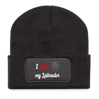 Ich liebe meinen Labrador Hund - Recycelte Patch Beanie - Dunkelgrau - Vorne