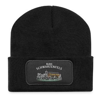 Burg Schwarzenfels, Sinntal, Spessart, Hessen - Recycelte Patch Beanie - Schwarz - Vorne