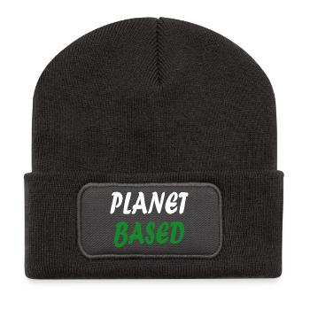 Végétalien basé sur la planète - Beanie recyclé à patch - charbon - Devant