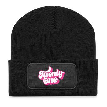 Einundzwanzigster 21. Geburtstag für Frauen im Alter von 21 Jahren - Recycelte Patch Beanie - Schwarz - Vorne