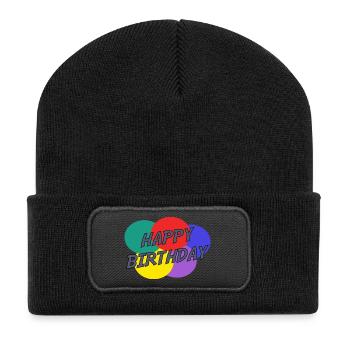JOYEUX ANNIVERSAIRE. HAPPY BIRTHDAY. ANNIVERSAIRE. - Beanie recyclé à patch - noir - Devant