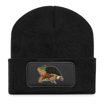 Schildkröte Bogenschütze Bogen - Recycelte Patch Beanie - Schwarz - Vorne