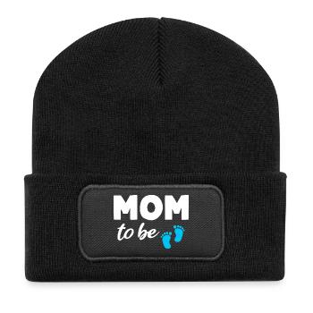 Mom to be Boy Mom Pregnancy Mom - Recycled Patch Beanie - black - Front