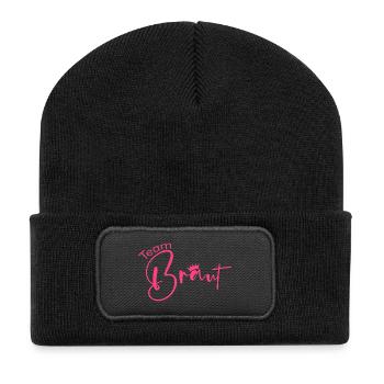 Team Braut-Krone! - Recycelte Patch Beanie - Schwarz - Vorne