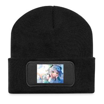Panda Traum im Wolkenmeer - Recycelte Patch Beanie - Schwarz - Vorne