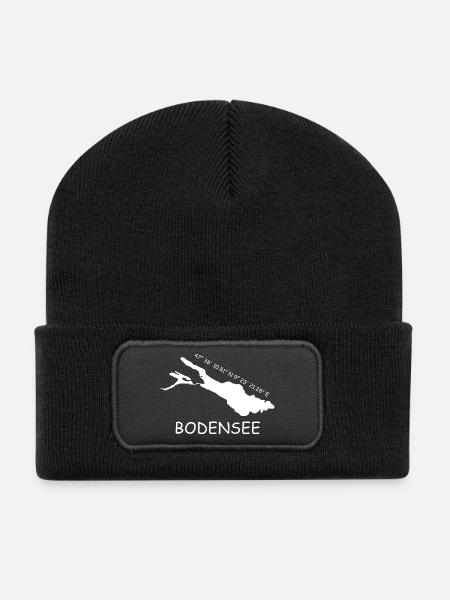 Bodensee Koordinaten - Recycelte Patch Beanie - Schwarz