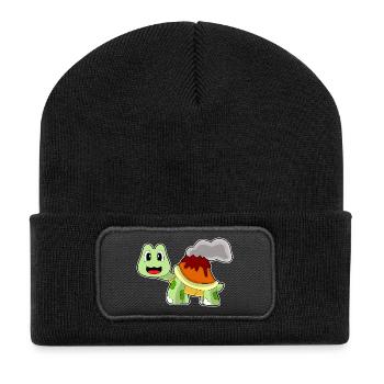 Schildkröte Vulkan - Recycelte Patch Beanie - Schwarz - Vorne