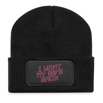 I WANT MY 80s BACK Retro - Recycelte Patch Beanie - Schwarz - Vorne