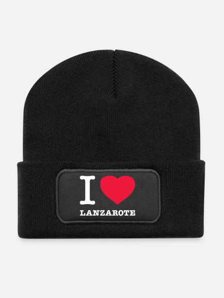 I LOVE LANZAROTE - Recycelte Patch Beanie - Schwarz