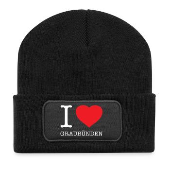 I LOVE GRAUBÜNDEN - Recycled Patch Beanie - black - Front