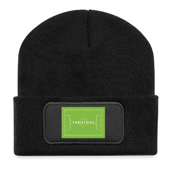 FREISTOSS - Fußball Statement - Recycelte Patch Beanie - Schwarz - Vorne