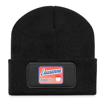 Lausanne Retro Sign Suisse VD - Recycled Patch Beanie - black - Front