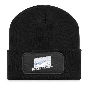 La nature appelle l’hiver - Beanie recyclé à patch - noir - Devant