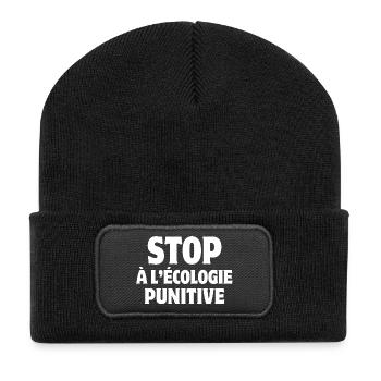 écologie, agriculteur, écologie punitive - Beanie recyclé à patch - noir - Devant