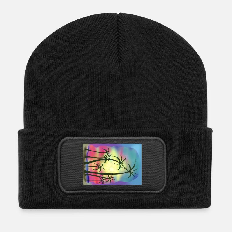 Palmen - Recycelte Patch Beanie - Schwarz