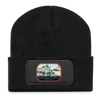 Illustration Château Chenonceau, Vallée Loire - Beanie recyclé à patch - noir - Devant