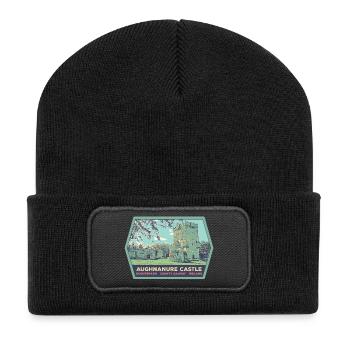 Aughnanur Castle, Oughterard in Irland - Recycelte Patch Beanie - Schwarz - Vorne