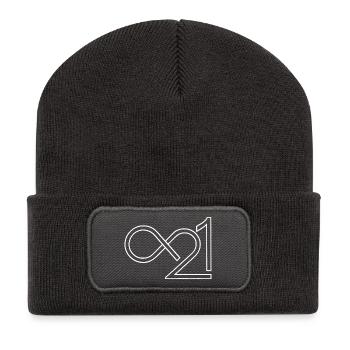 Bitcoin 21 Millionen Unendlich Minimalistisch - Recycelte Patch Beanie - Dunkelgrau - Vorne