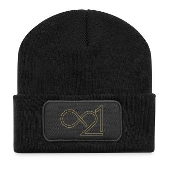 Bitcoin 21 Millionen Unendlich Minimalistisch - Recycelte Patch Beanie - Schwarz - Vorne