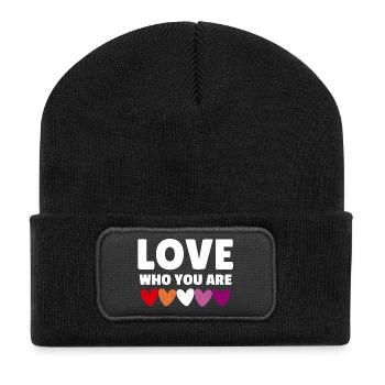 Lesbienne. Aimez qui vous êtes - Beanie recyclé à patch - noir - Devant