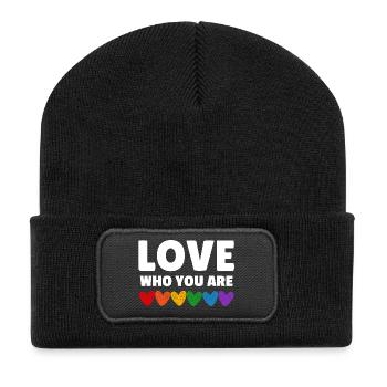 Lgbtqia. Liebe, wer du bist - Recycelte Patch Beanie - Schwarz - Vorne
