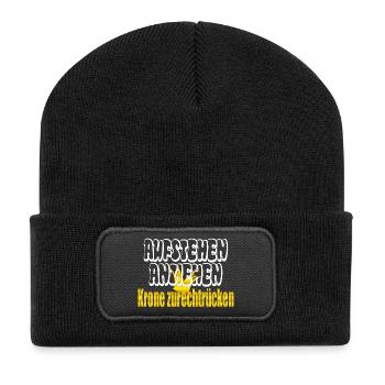 Se lever, s’habiller, ajuster la couronne - Beanie recyclé à patch - noir - Devant