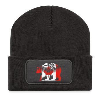 Ours polaire Drapeau canadien Feuille d’érable Fête du Canada - Beanie recyclé à patch - charbon - Devant