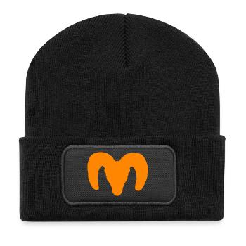 Dickhornschaf Silhouette – Wildnis pur - Recycelte Patch Beanie - Schwarz - Vorne
