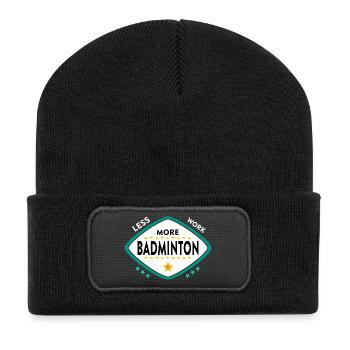 Badminton Federball Sport - Recycelte Patch Beanie - Schwarz - Vorne