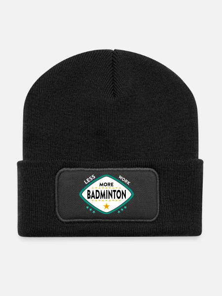 Badminton Federball Sport - Recycelte Patch Beanie - Schwarz