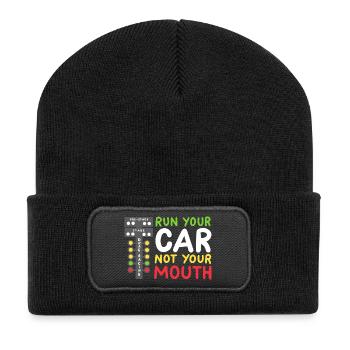 Drag Racing Rennwagen Drag Racer - Recycelte Patch Beanie - Schwarz - Vorne