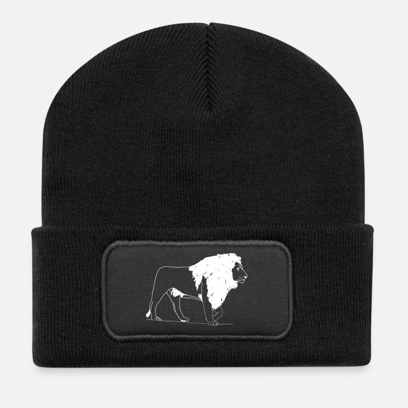 Löwe - Recycelte Patch Beanie - Schwarz