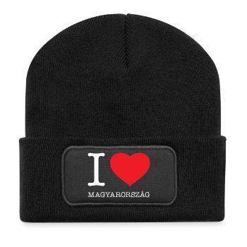 I LOVE MAGYARORSZAG Hungary Ungarn - Recycelte Patch Beanie - Schwarz - Vorne