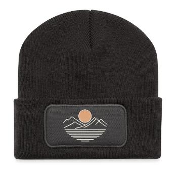 Mountain Sunset - Recycelte Patch Beanie - Dunkelgrau - Vorne