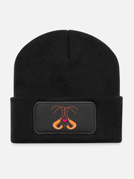 Shrimps in love - Recycled Patch Beanie - black