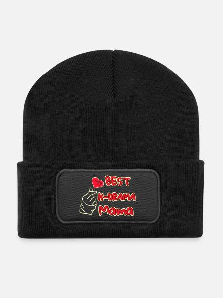 Best mom best kdrama mama - Recycled Patch Beanie - black